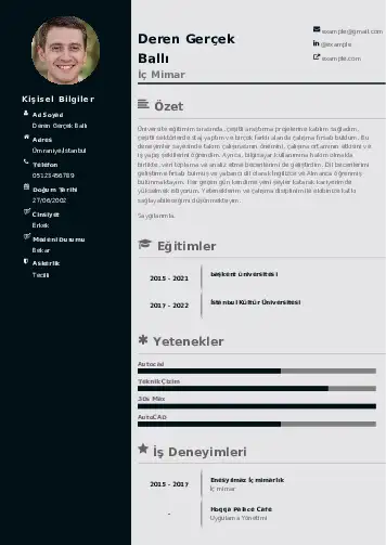 İç Mimar Cv Örnekleri cv indir